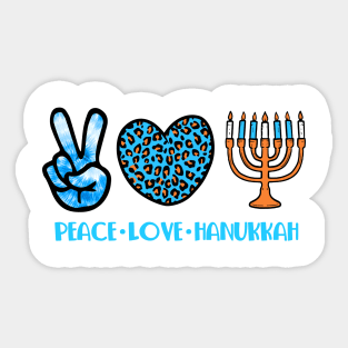 Peace Love Hanukkah Leopard Hanukkah Menorah Jewish Sticker